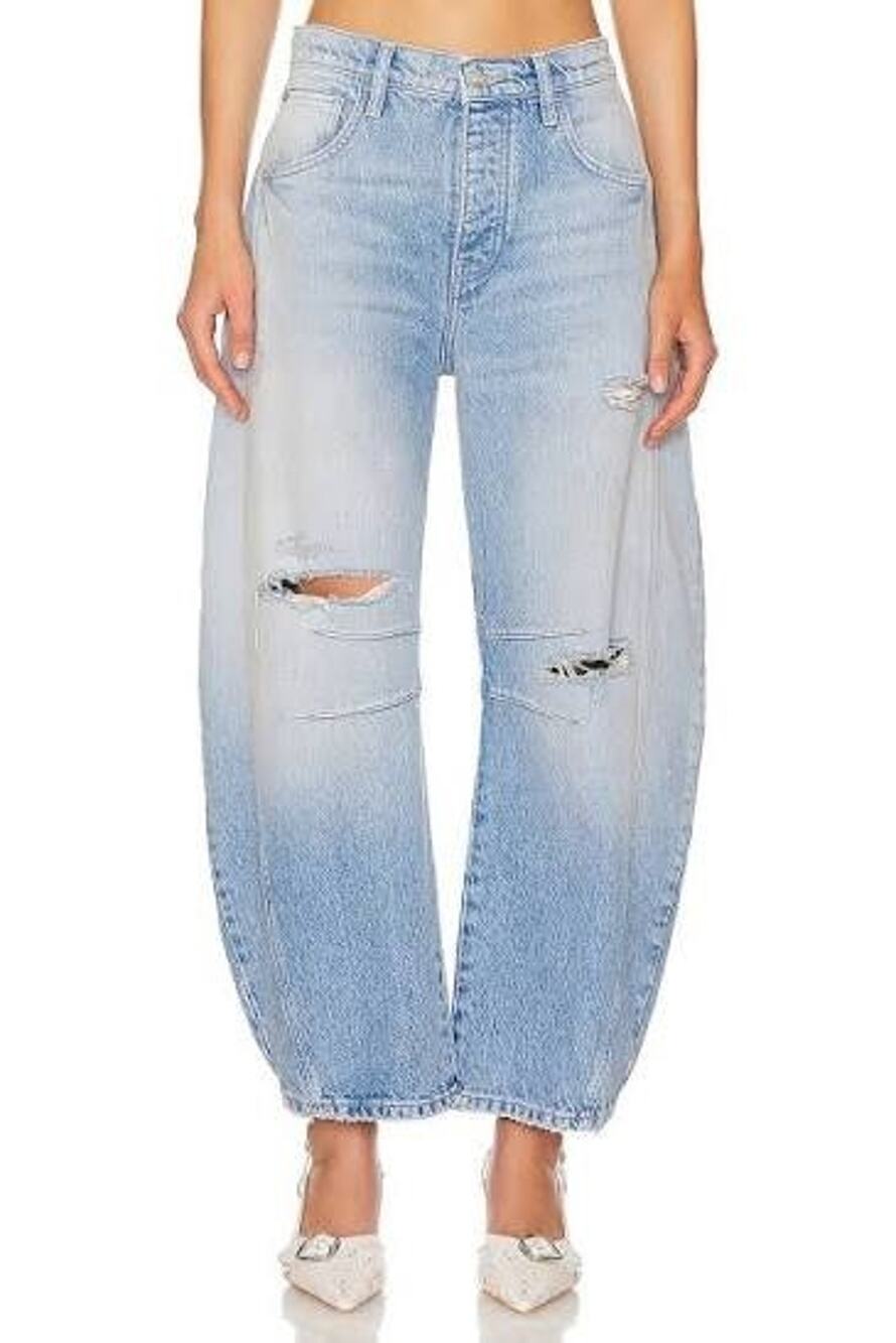 We The Free Good Luck Mid Rise Barrel Jeans Barnyard Blue 26